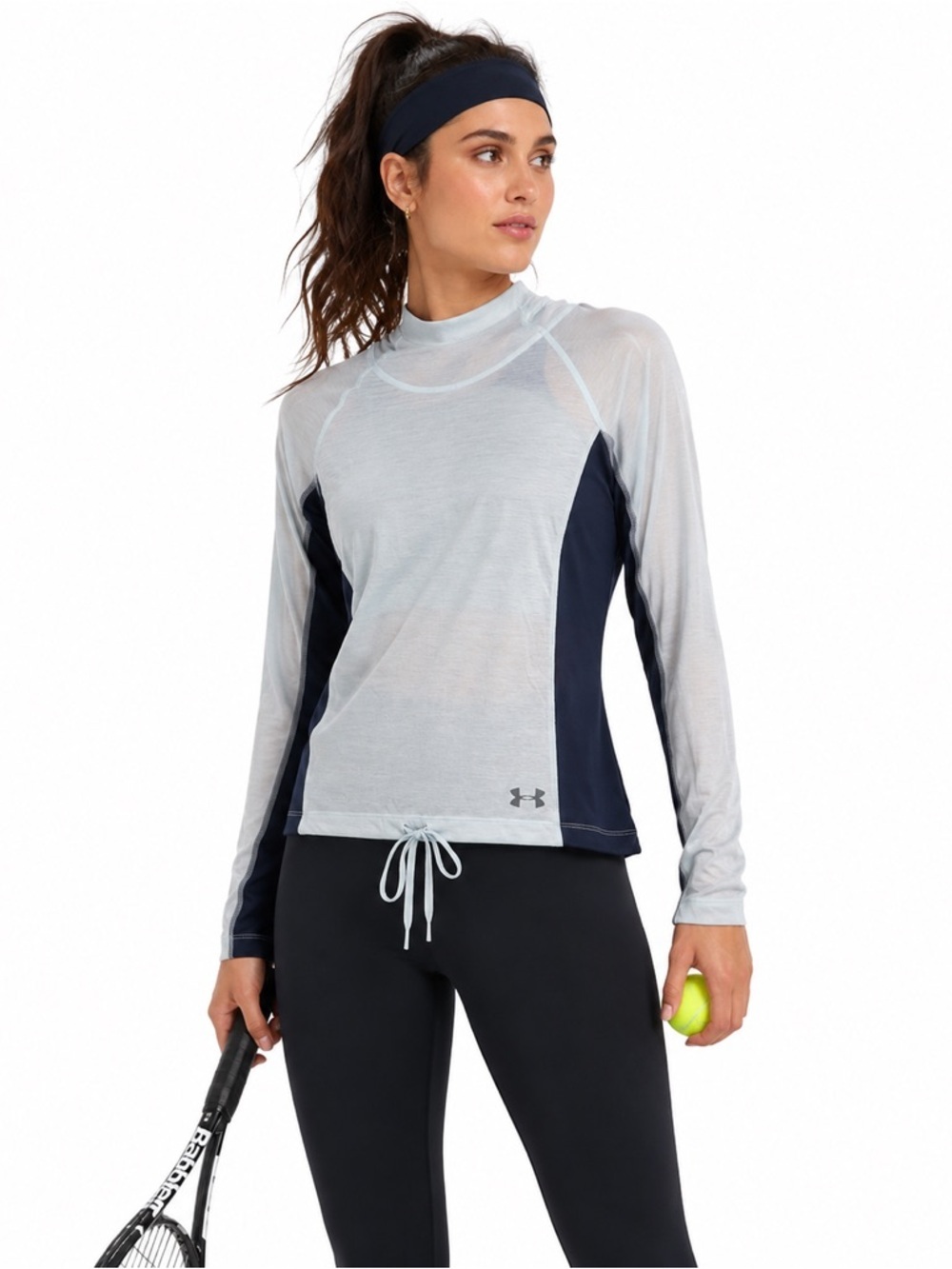Under Armour Heat Gear Blue Turquoise Long Sleeved Lightweight Hooded Pu…
